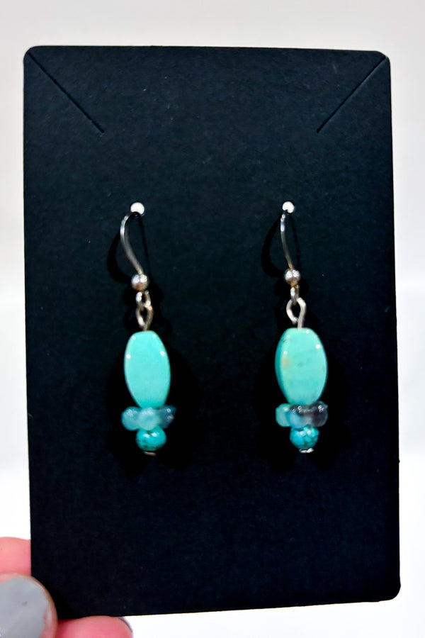 Boucles d'oreilles pendentif pierres turquoises seconde main Autres 