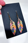 Boucles d'oreilles plume en bois multicolore - Autres - La Penderie du Paradis ?