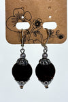 Black ball pendant earrings