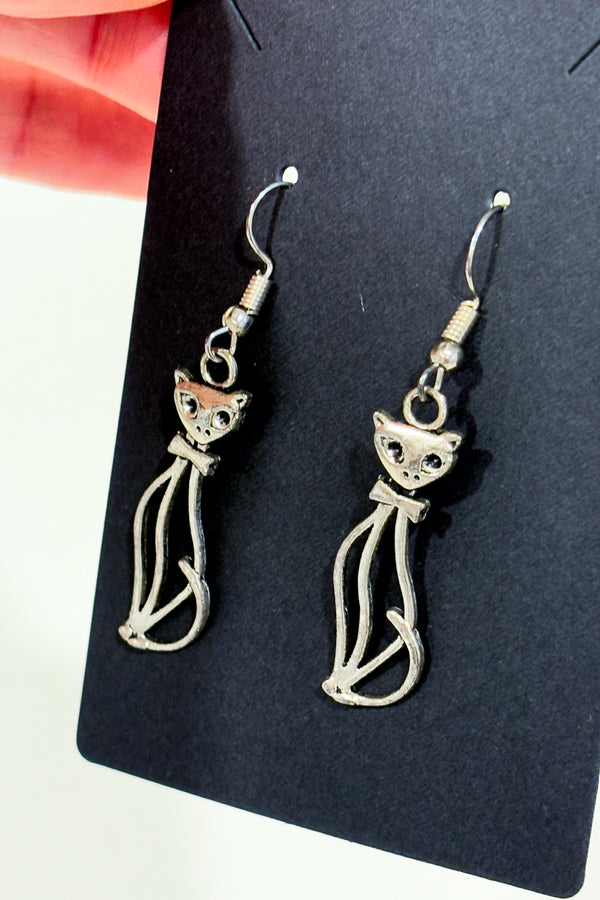 Boucles d'oreilles pendentif chat-Autres-La Penderie du Paradis 🕊