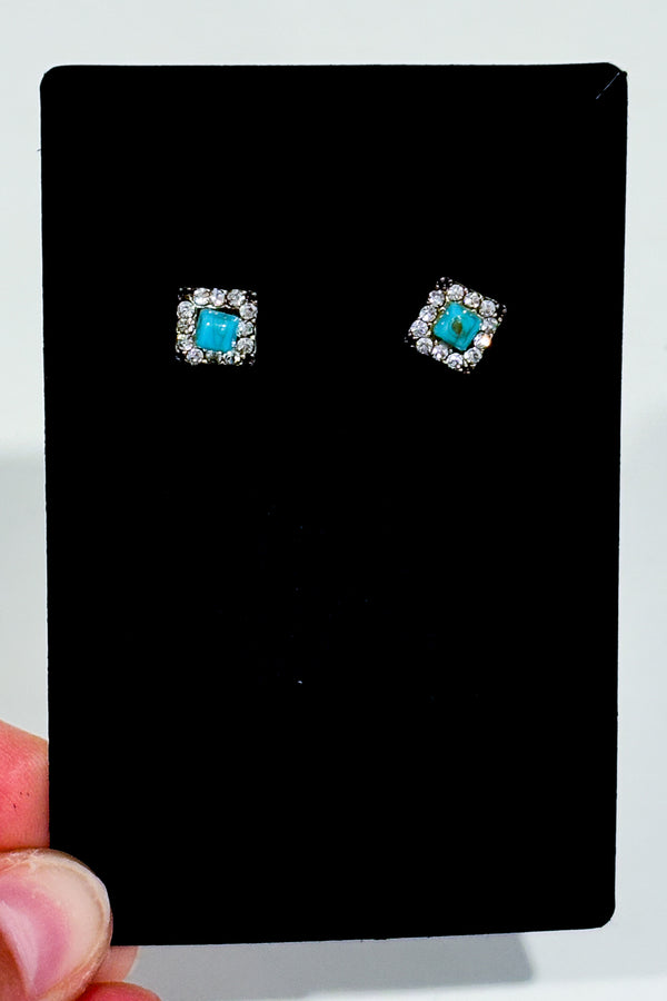 Boucles d'oreilles pierre bleue et cristaux scintillants* seconde main - Autres- La Penderie du Paradis