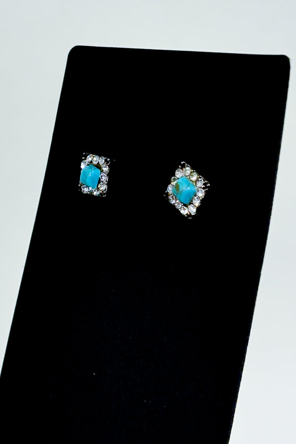 Boucles d'oreilles pierre bleue et cristaux scintillants* seconde main - Autres- La Penderie du Paradis