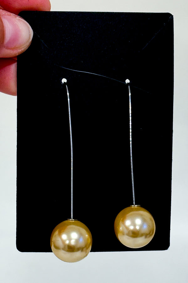 Boucles d'oreilles pendantes argentées avec perles champagne* seconde main - Autres- La Penderie du Paradis