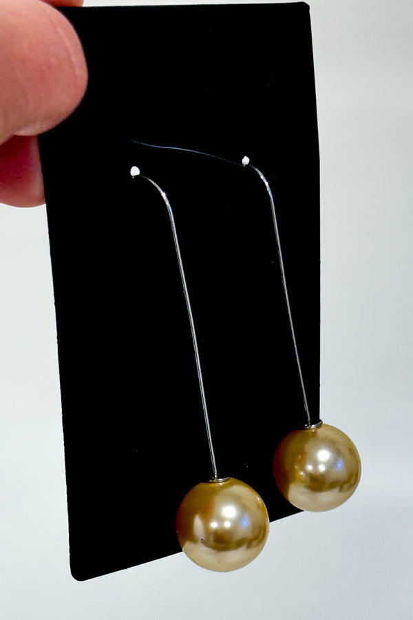 Boucles d'oreilles pendantes argentées avec perles champagne* seconde main - Autres- La Penderie du Paradis
