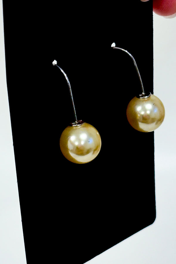 Boucles d'oreilles pendantes argentées avec perles champagne* seconde main - Autres- La Penderie du Paradis