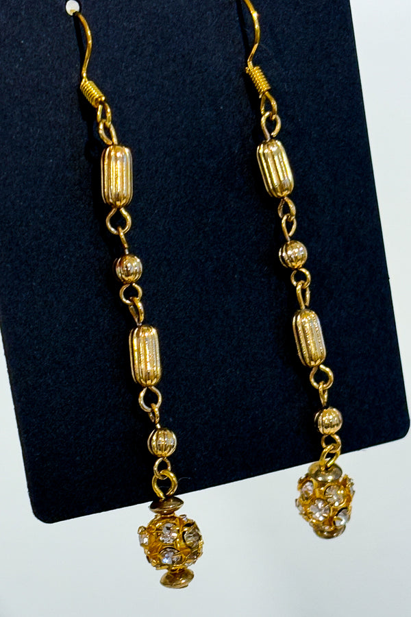 Boucles d'oreilles pendantes dorées avec cristaux* seconde main - Autres- La Penderie du Paradis