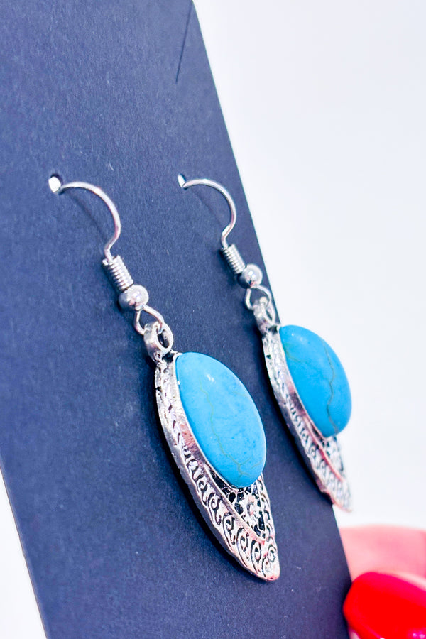 Boucles d'oreilles argent pendentif pierre turquoise-Autres-La Penderie du Paradis 🕊