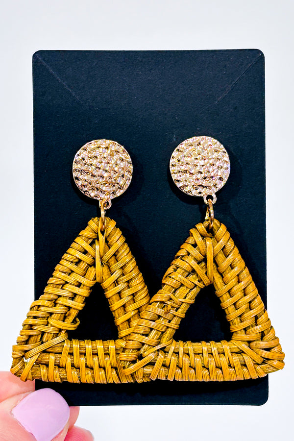 Boucles d'oreilles triangle en rotin-Autres-La Penderie du Paradis 🕊