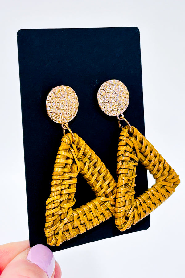 Boucles d'oreilles triangle en rotin-Autres-La Penderie du Paradis 🕊