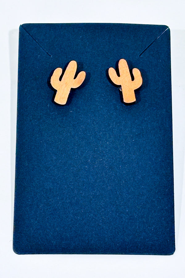 Boucles d'oreilles cactus en bois seconde main - Autres- La Penderie du Paradis