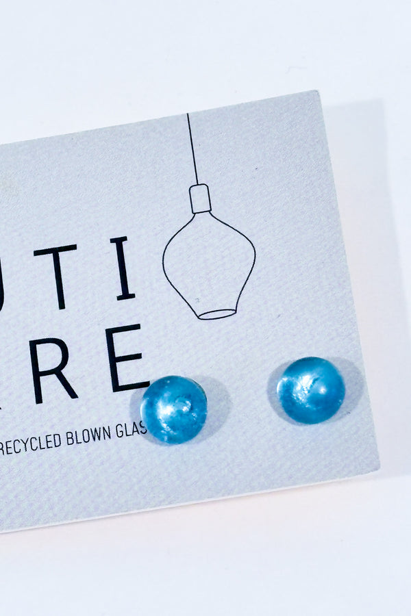 Boucles d'oreilles bleues en verre recyclé seconde main - Boutiverre- La Penderie du Paradis