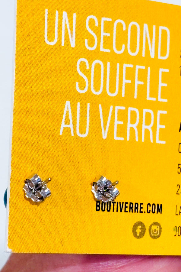 Boucles d'oreilles bleues en verre recyclé seconde main - Boutiverre- La Penderie du Paradis