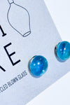 Boucles d'oreilles bleues en verre recyclé seconde main - Boutiverre- La Penderie du Paradis
