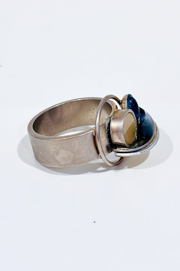 Bague argent géométrique avec pierres colorées seconde main - Autres- La Penderie du Paradis