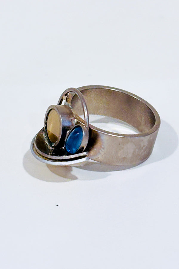 Bague argent géométrique avec pierres colorées seconde main - Autres- La Penderie du Paradis