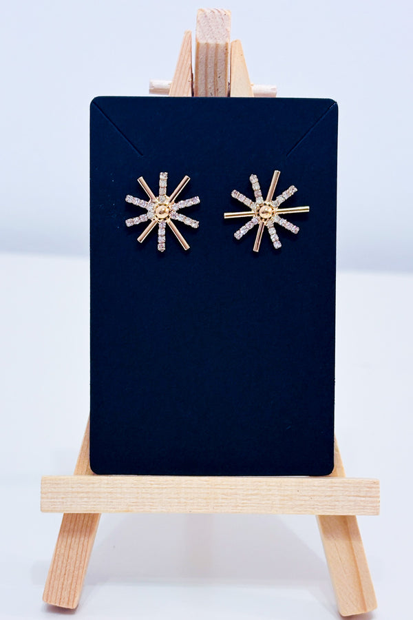Boucles d'oreilles soleil dorées serties de strass seconde main - Autres- La Penderie du Paradis
