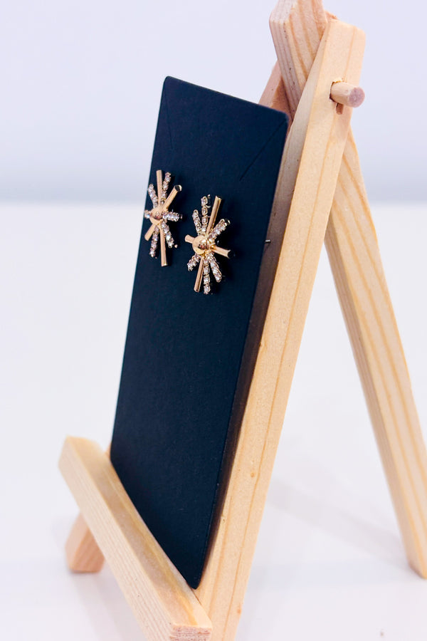 Boucles d'oreilles soleil dorées serties de strass seconde main - Autres- La Penderie du Paradis