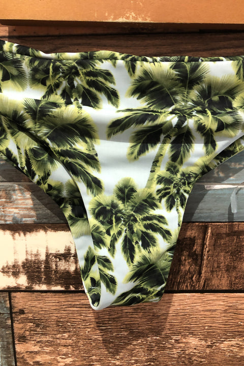Bas de maillot de bain vert avec palmiers (m) seconde main June Swimwear   