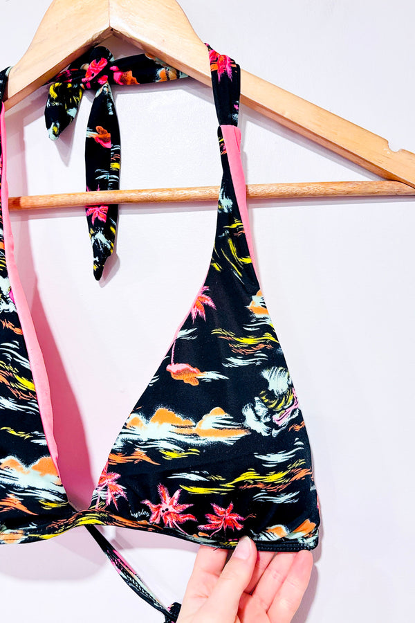 Haut de maillot de bain noir avec palmiers (s/m)-Hurley-La Penderie du Paradis 🕊