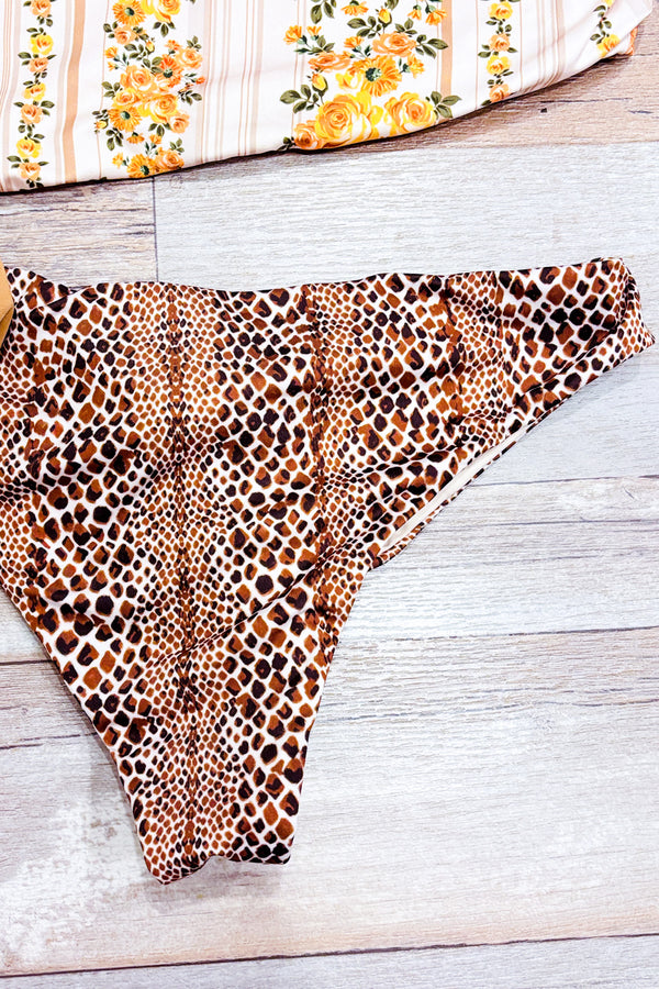 Maillot de bain beige fleuri motif léopard (l)* seconde main - Capittana- La Penderie du Paradis