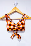 Haut de maillot de bain orange à carreaux seconde main - Autres- La Penderie du Paradis