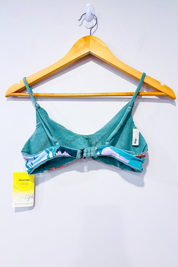 Haut de maillot de bain réversible vert côtelé / bleu fleuri* seconde main - Maaji- La Penderie du Paradis