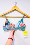 Haut de maillot de bain réversible vert côtelé / bleu fleuri* seconde main - Maaji- La Penderie du Paradis