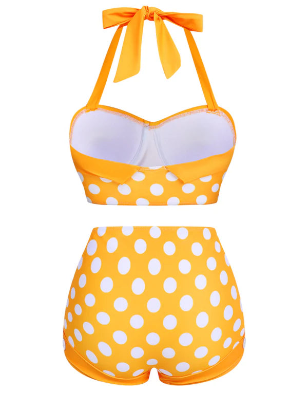 Haut de maillot de bain jaune à pois style retro* seconde main - Retro Stage- La Penderie du Paradis
