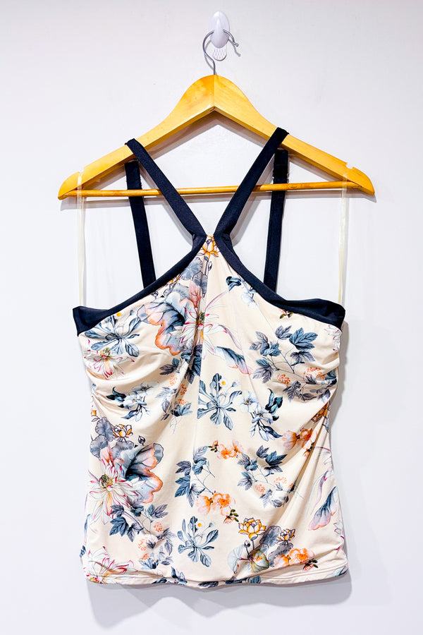 Haut de maillot de main camisole beige fleurie seconde main - Everyday Sunday- La Penderie du Paradis