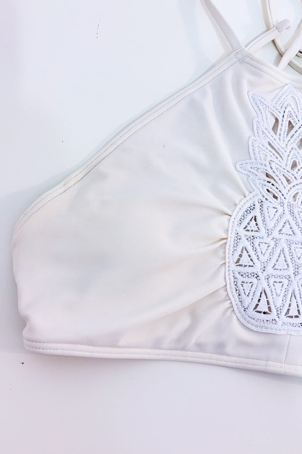 Haut de maillot de bain licou ananas en dentelle seconde main - Aerie- La Penderie du Paradis