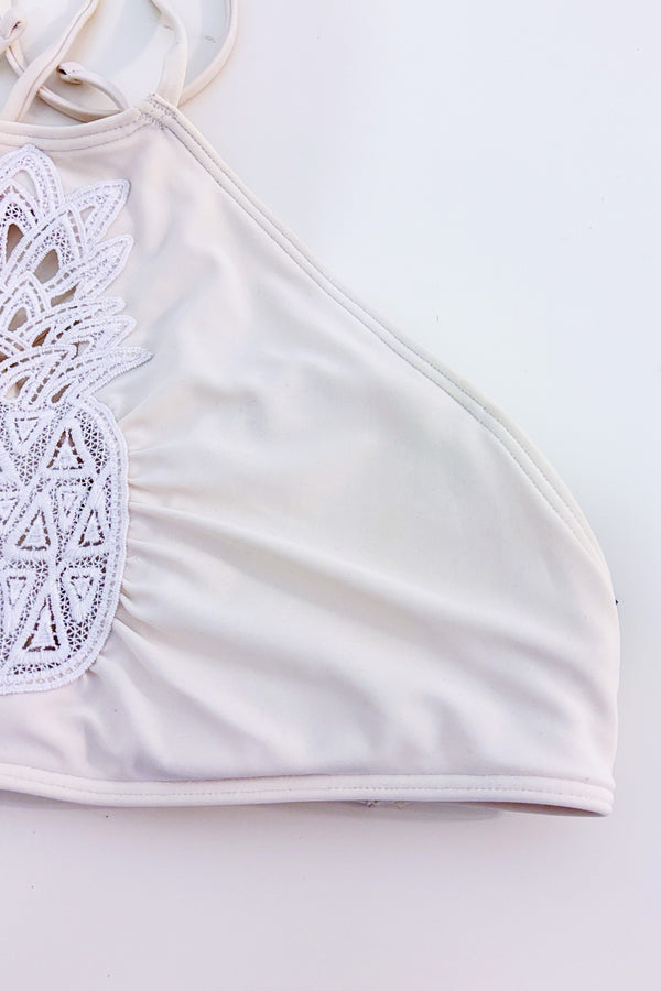 Haut de maillot de bain licou ananas en dentelle seconde main - Aerie- La Penderie du Paradis