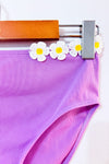 Bas de maillot de bain lilas côtelé à fleurs brodées* seconde main - Retro Stage- La Penderie du Paradis