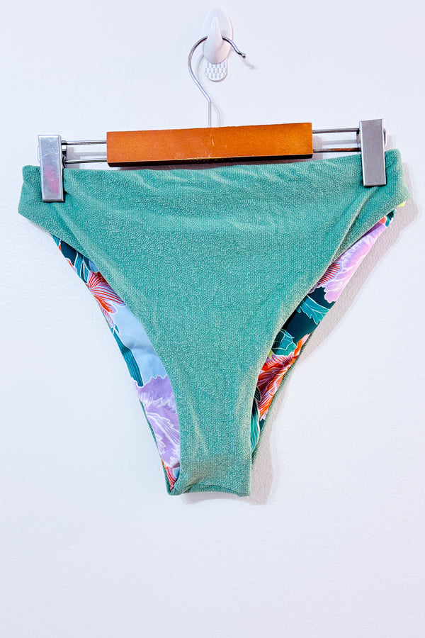 Bas de maillot de bain réversible vert côtelé/bleu fleuri* seconde main - Maaji- La Penderie du Paradis