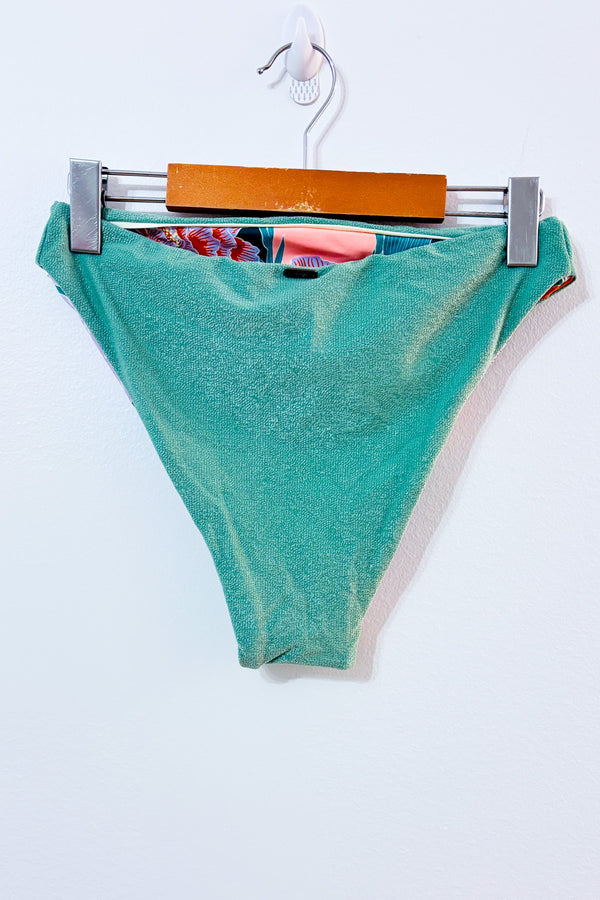 Bas de maillot de bain réversible vert côtelé/bleu fleuri* seconde main - Maaji- La Penderie du Paradis
