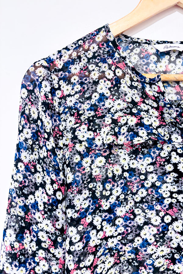 Blouse transparente noire fleurie (s)-Reitmans-La Penderie du Paradis 🕊