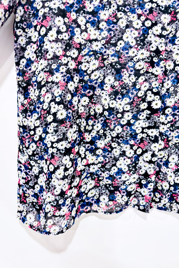 Blouse transparente noire fleurie (s)-Reitmans-La Penderie du Paradis 🕊
