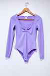 Bodysuit côtelé lilas à manches longues* seconde main - H&M- La Penderie du Paradis