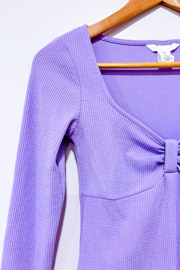 Bodysuit côtelé lilas à manches longues* seconde main - H&M- La Penderie du Paradis