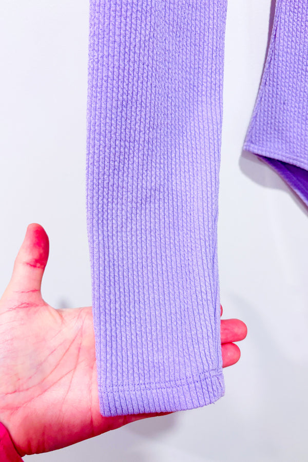 Bodysuit côtelé lilas à manches longues* seconde main - H&M- La Penderie du Paradis