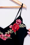 Bodysuit noir dentelé avec fleurs brodées (l)-SHEIN-La Penderie du Paradis 🕊