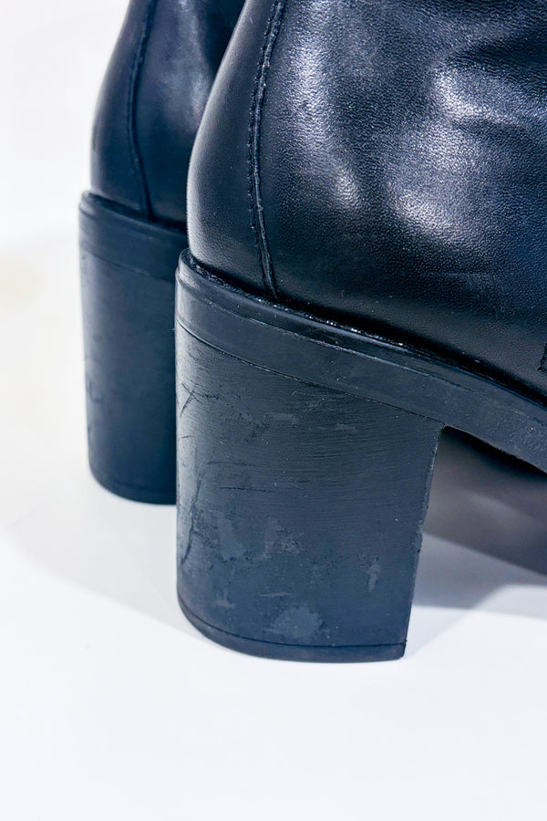 Bottes noires en cuir Amaliaa à talon* seconde main - Steve Madden- La Penderie du Paradis
