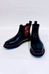Bottes de pluies noires fleuries* seconde main - Cougar- La Penderie du Paradis