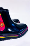 Bottes de pluies noires fleuries* seconde main - Cougar- La Penderie du Paradis