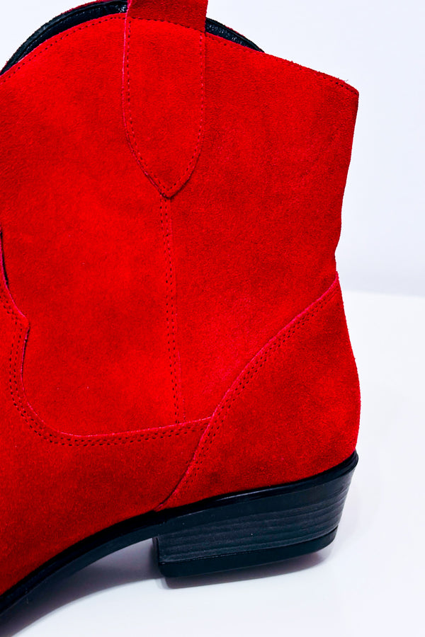 Bottes western rouges en cuir* seconde main - Geneva Shoes- La Penderie du Paradis