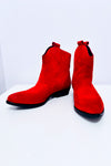 Bottes western rouges en cuir* seconde main - Geneva Shoes- La Penderie du Paradis