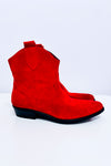 Bottes western rouges en cuir* seconde main - Geneva Shoes- La Penderie du Paradis