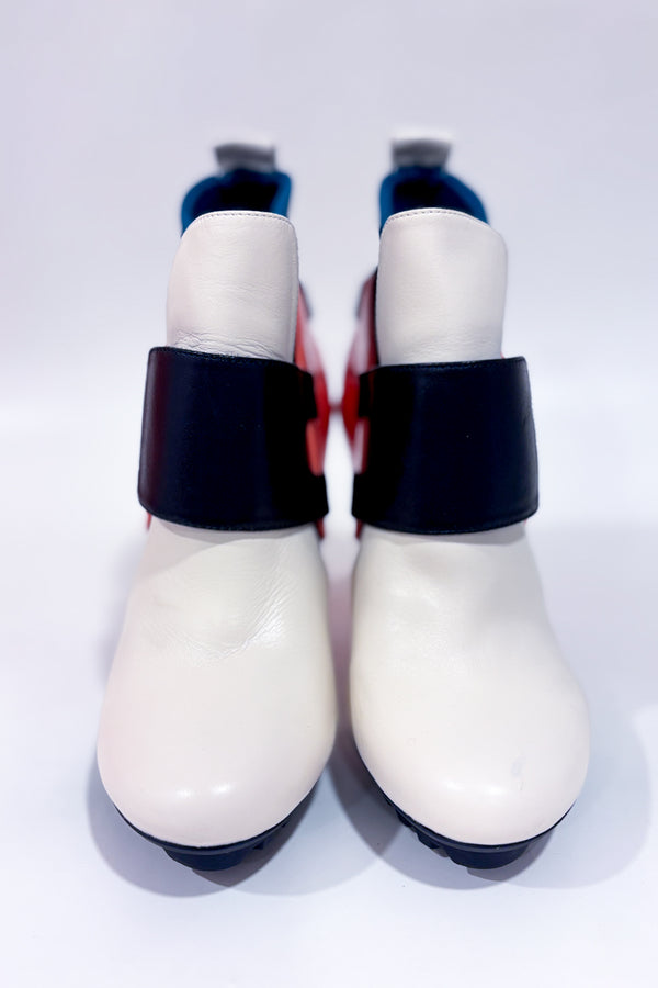 Bottillons crème, bleu et corail en cuir (6.5)-United Nude-La Penderie du Paradis 🕊