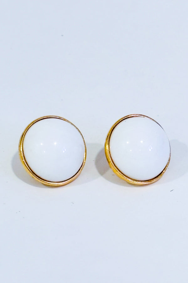 Boucles d'oreilles à clip blanches et or-Autres-La Penderie du Paradis 🕊