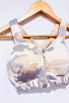 Top de sport motif camouflage beige et rose (m)