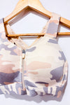 Top de sport motif camouflage beige et rose (m)